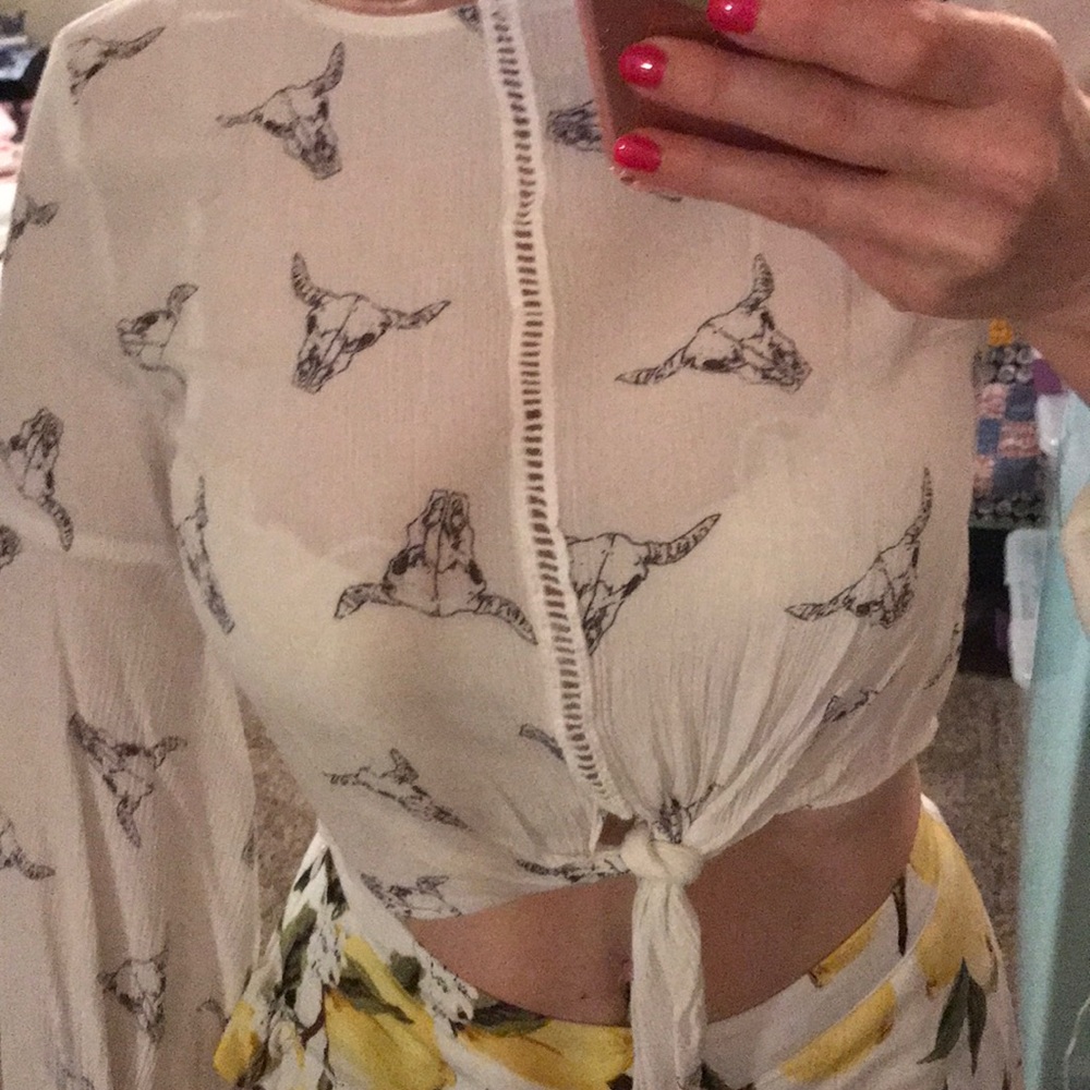 Super cute top with goat heads... never worn!